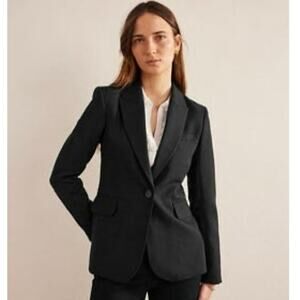 Boden Women 10 Black Tailored Blazer Office Career Elegant Classic Single Button